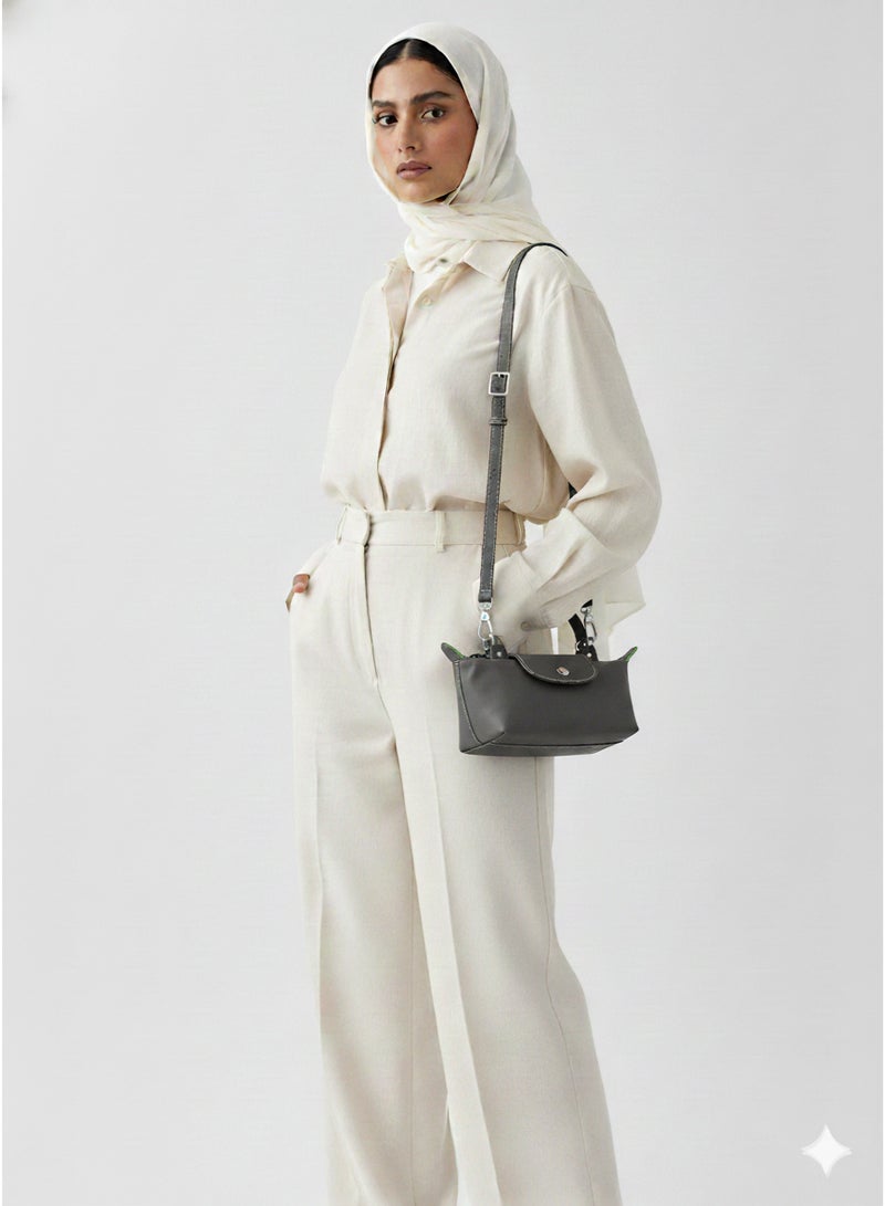 Long French Longchamp Women's  fashion versatile mini makeup bag handbag shoulder bag handheld small bag camera bag Mini Graphite Grey - Image 2